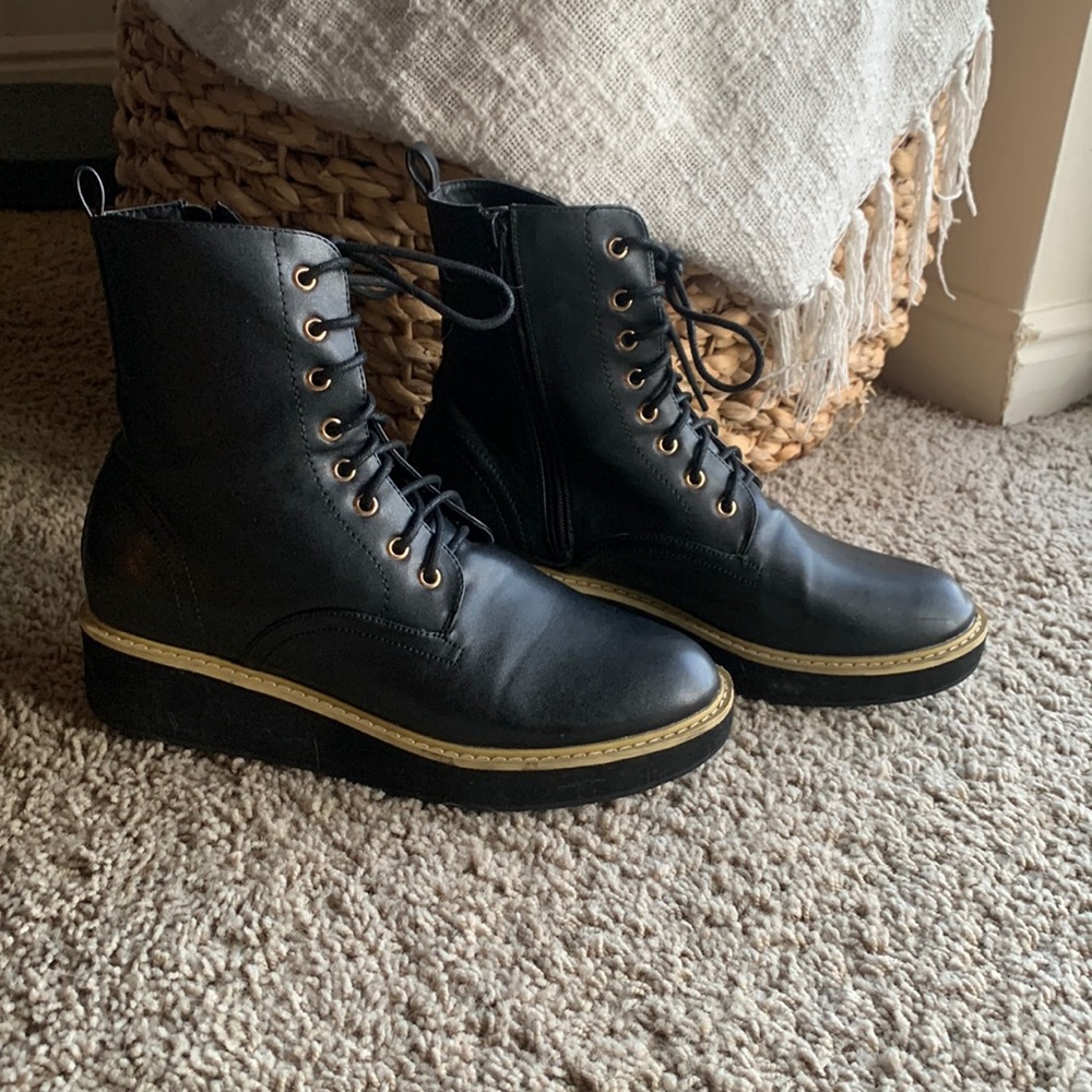 Black Faux Leather Boots